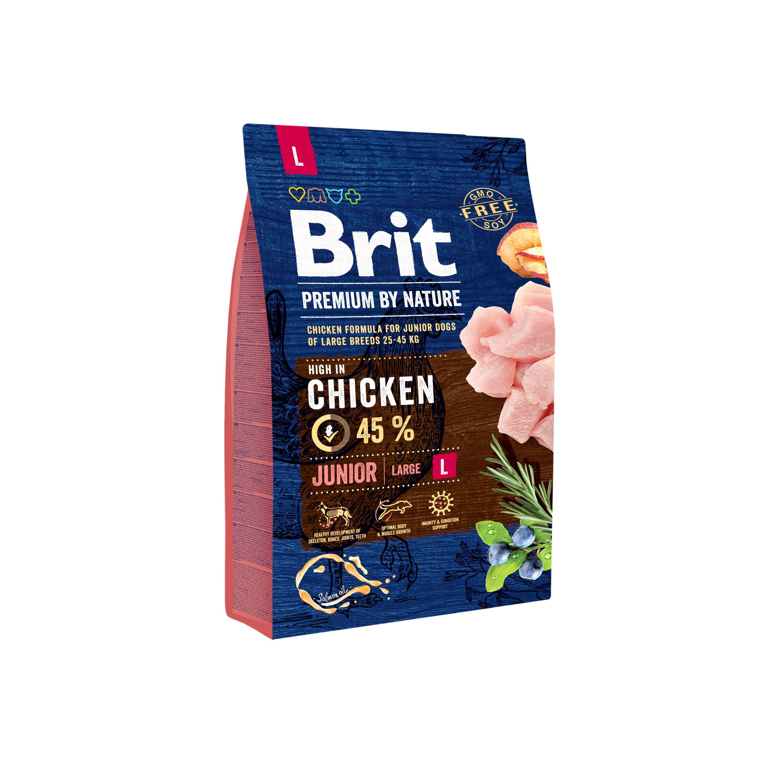 Корм сухий Brit Premium Junior L зі смаком курки для цуценят та молодих собак великих порід 3 кг (8595602526420)