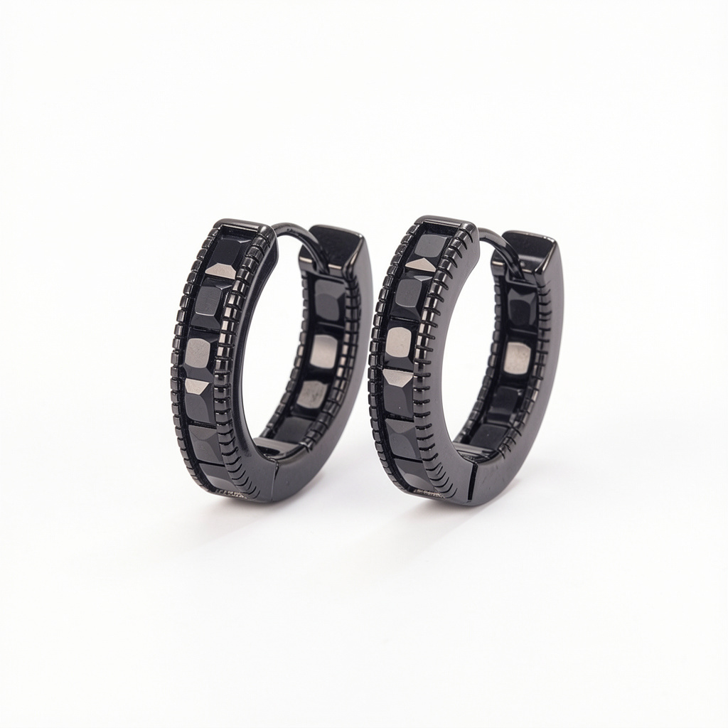 Серьги конго округлые Black Style Черный (34121807) Серьги конго округлые Black Style Черный (34121807)