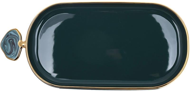 Блюдо с декоративной ручкой Gold Line 25,5х11,5 см Зеленый (32329490)