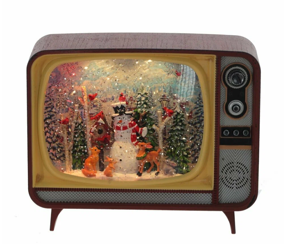 Новогодний ночник с музыкой и эффектом снега XMAS WDL-24034B Ретро телевизор 17,1 см (PH00994)