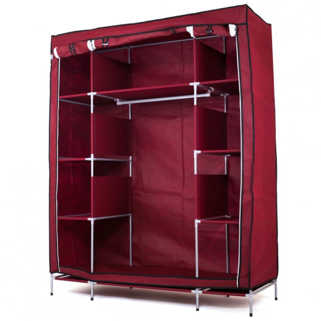 Складной тканевый шкаф одежды Storage Wardrobe 88130 на 3 секции Красный (V2881) - фото 1