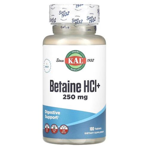 Бетаин KAL Betaine HCl+ 250 мг 100 табл. (CAL-10265)