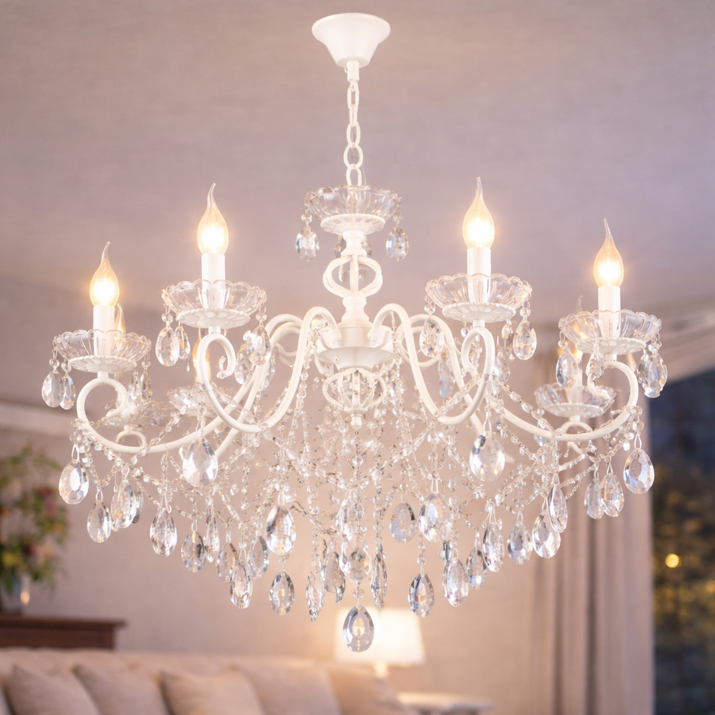 Люстра Valeso кришталева в класичному стилі під вісім ламп Е14 Білий (B NH6811/8 WT)