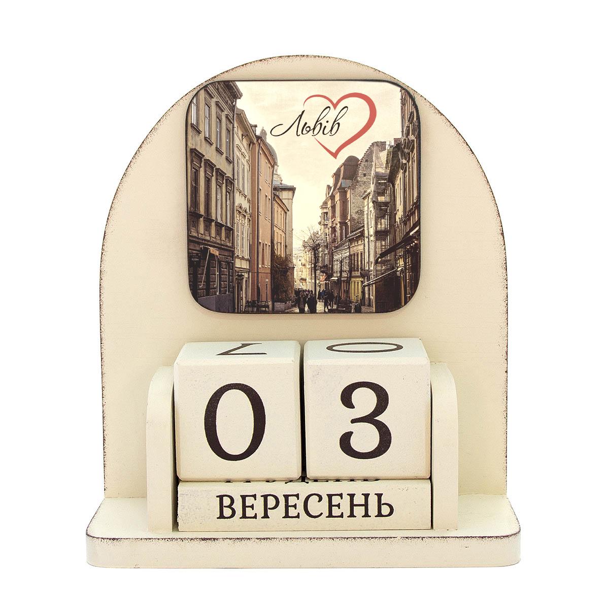 Настольный вечный календарь GrayCat "Львів" 16x14x9 см