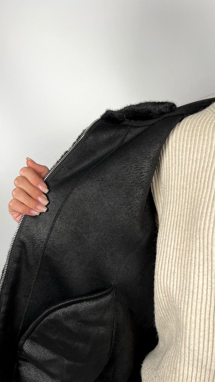 Шуба женская из эко-меха 8819-02 L Черный - фото 5