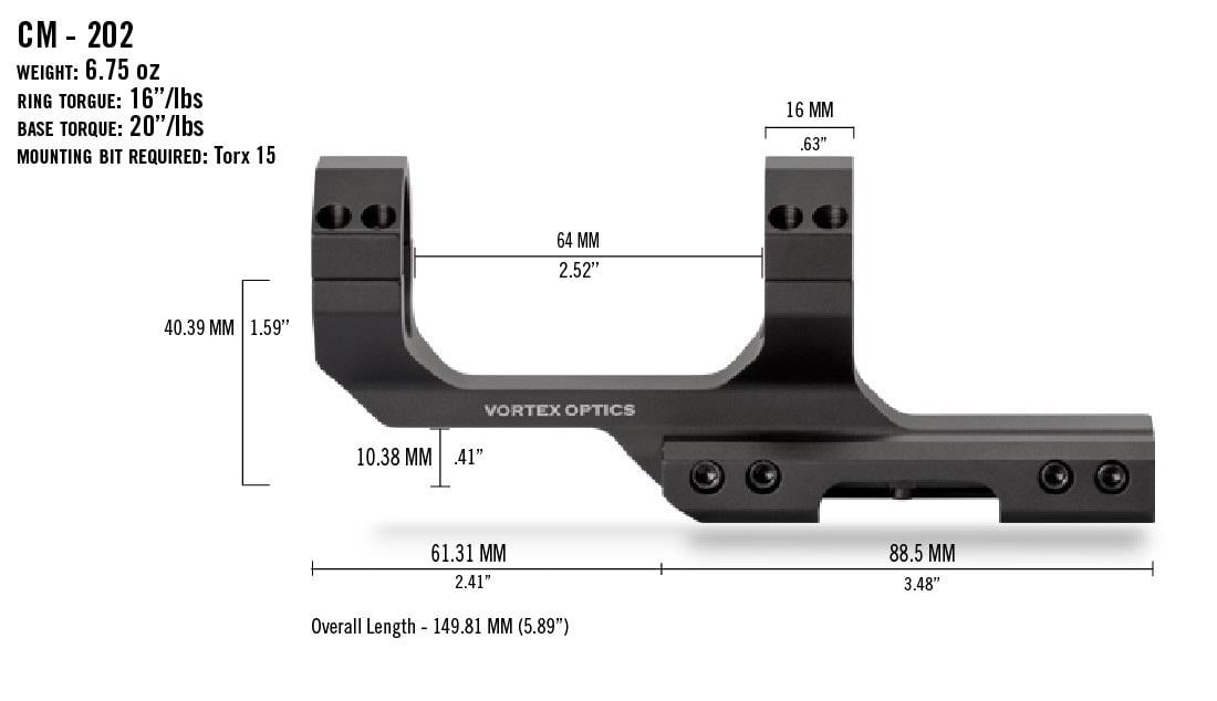 Крепление Vortex Cantilever Mount 30 мм 2" Offset Rings (CM-202) - фото 4