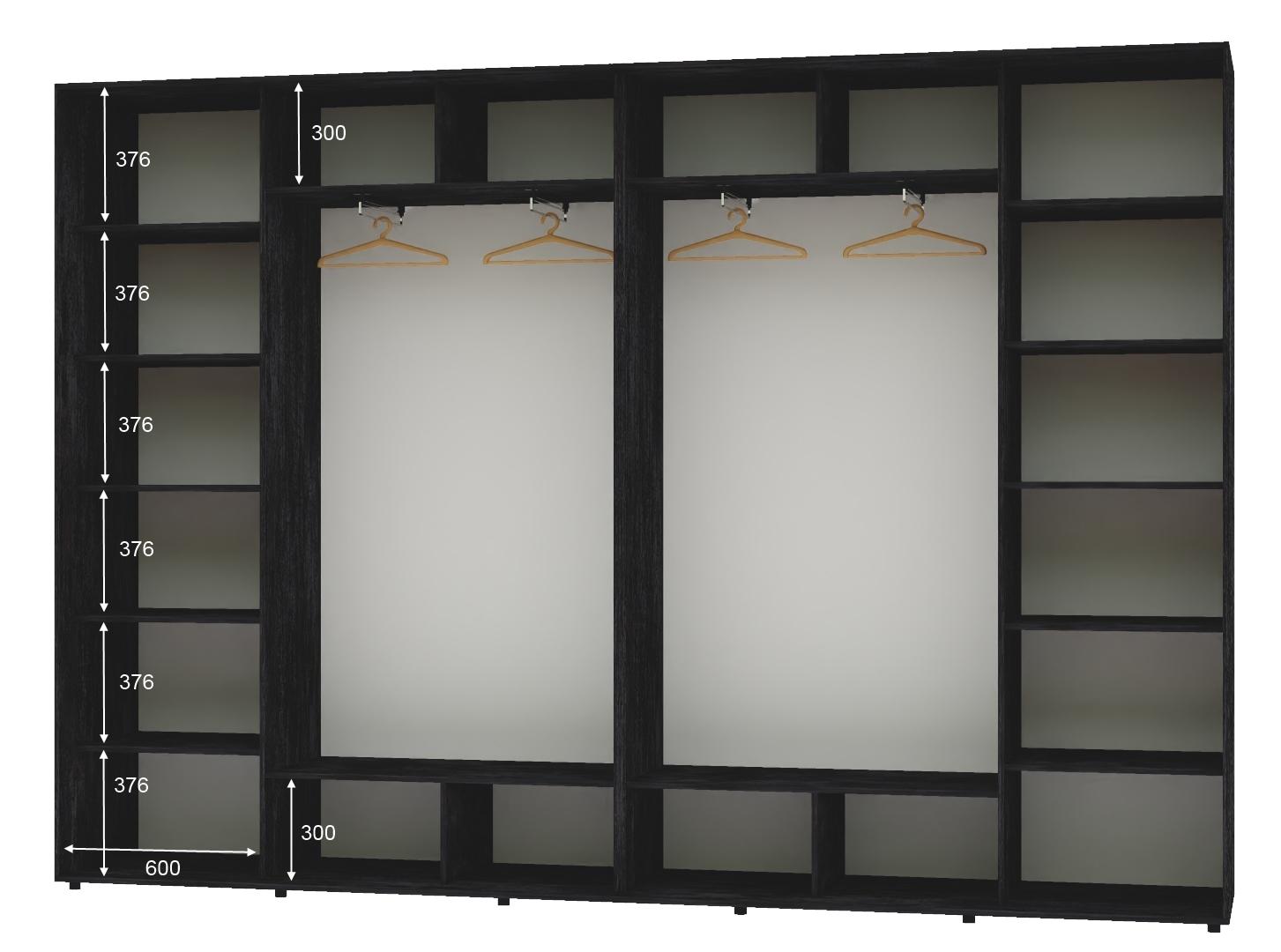 Шкаф-купе четырехдверный Алекса ДСП 360х45х230 см Бетон темный (55852) - фото 2 Шкаф-купе четырехдверный Алекса ДСП 360х45х230 см Бетон темный (55852) - фото 2