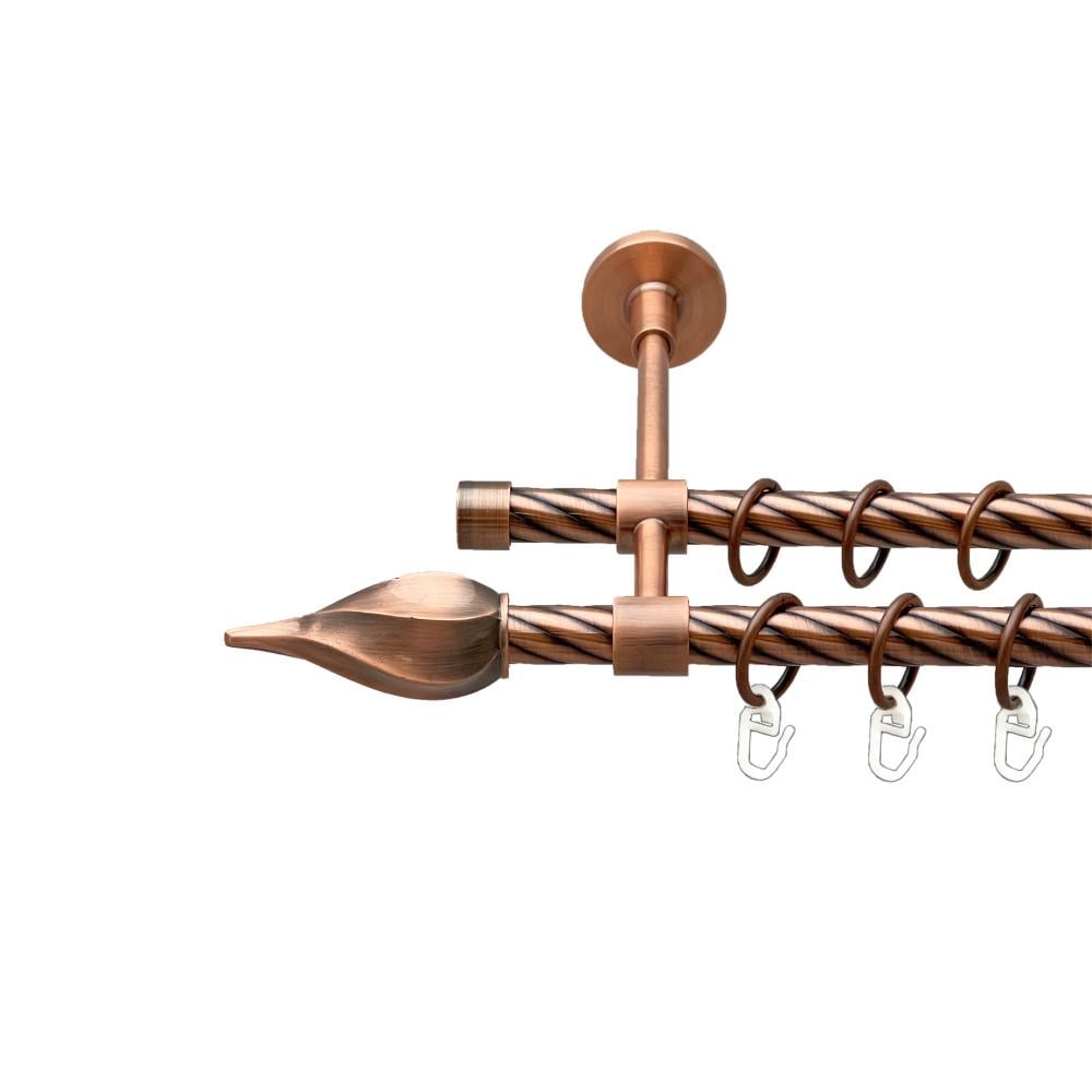 Карниз Orvit Твісто металевий дворядний закритий скручена труба кільце металеве 16/16 мм 300 см Мідь (00-00025366)