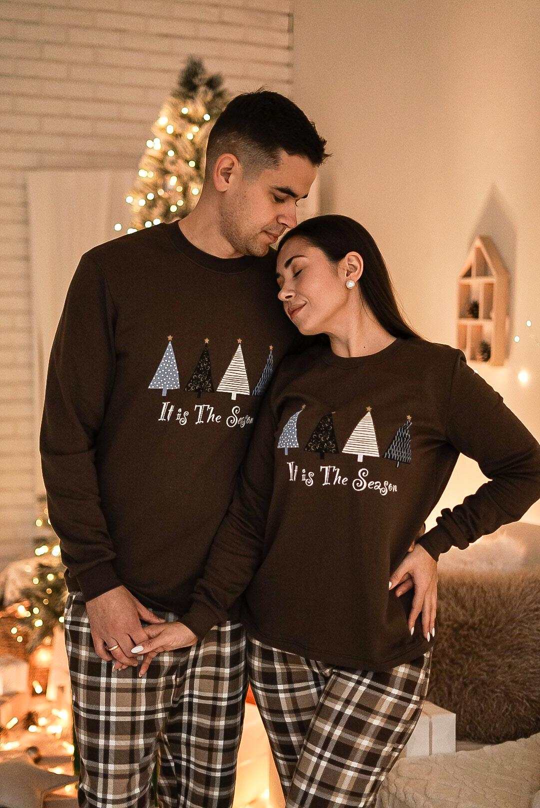 Пижамы парные мужская и женская Праздничный Уют с начесом L (KMW5051)