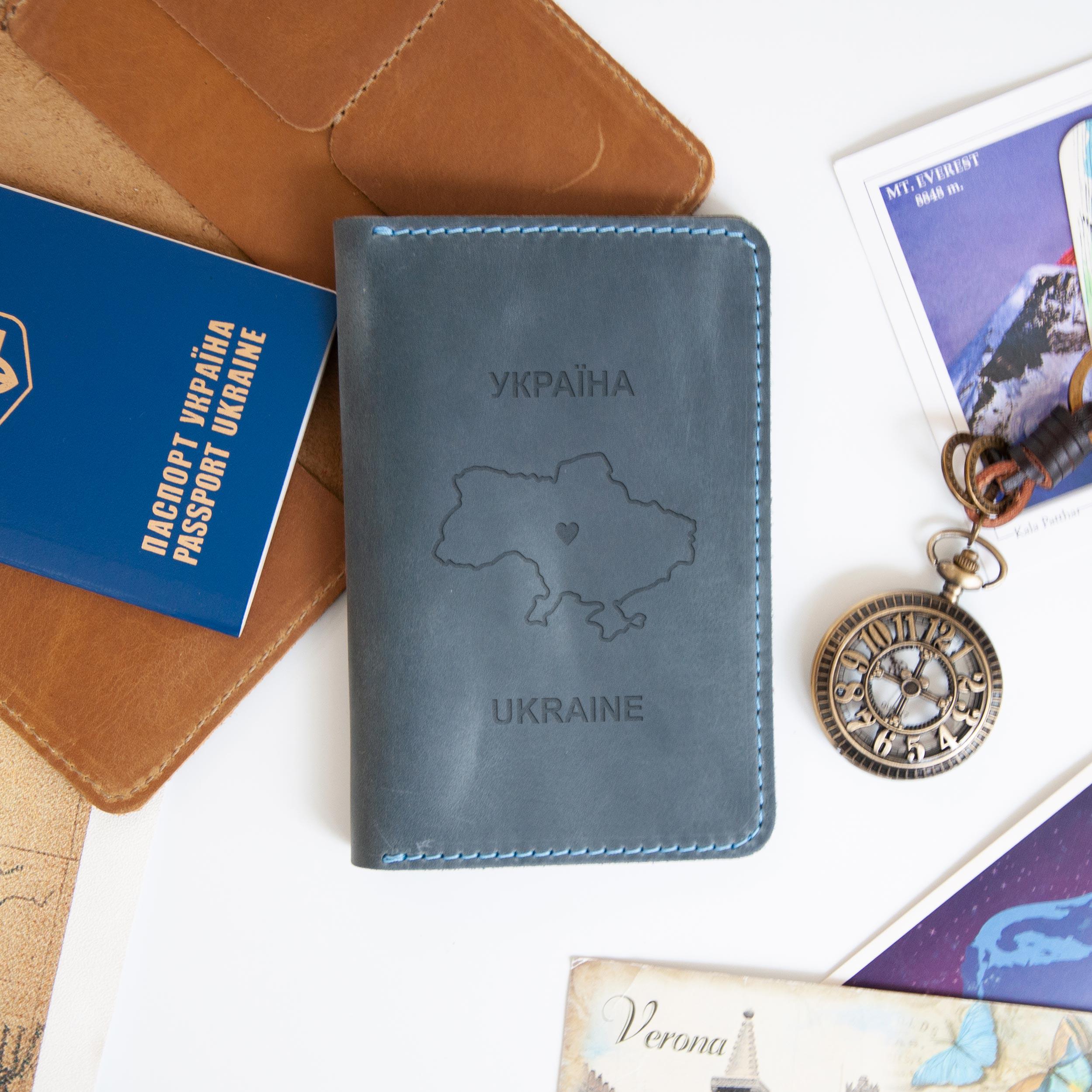 Органайзер для путешествий кожаный WOODPRESENT на подарок в деревянной коробке Light Blue (LTC-0004_3)
