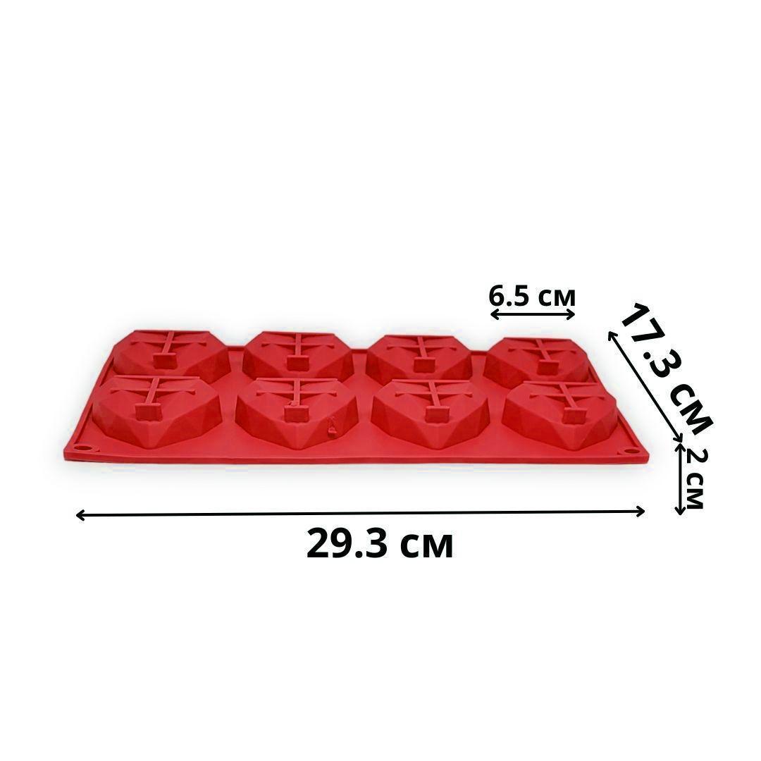 Форма силиконовая Profsil Хрустальное сердце 3D для евродесертов и печенья 8в1 Красный (204702-чер) - фото 6 Форма силиконовая Profsil Хрустальное сердце 3D для евродесертов и печенья 8в1 Красный (204702-чер) - фото 6