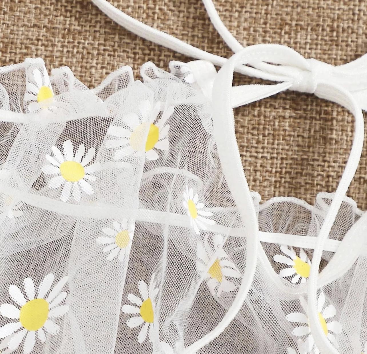 Комплект нижнего белья с ромашками топ/трусики M Белый (0027M) - фото 3 Комплект нижнего белья с ромашками топ/трусики M Белый (0027M) - фото 3