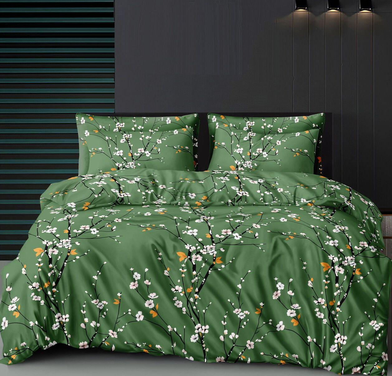 Підковдра Квіти бязь голд люкс євро 200х220 см Зелений (31363574)