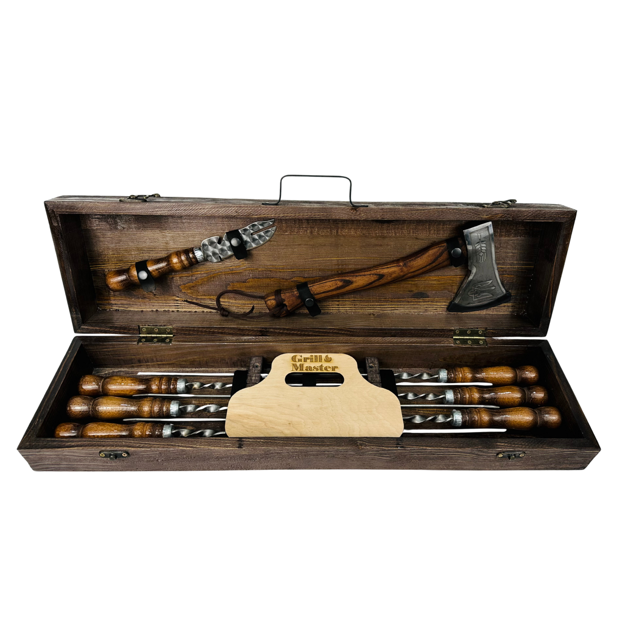 Набор шампуров из нержавеющей стали Кизляр мини в кейсе из дерева с аксессуарами