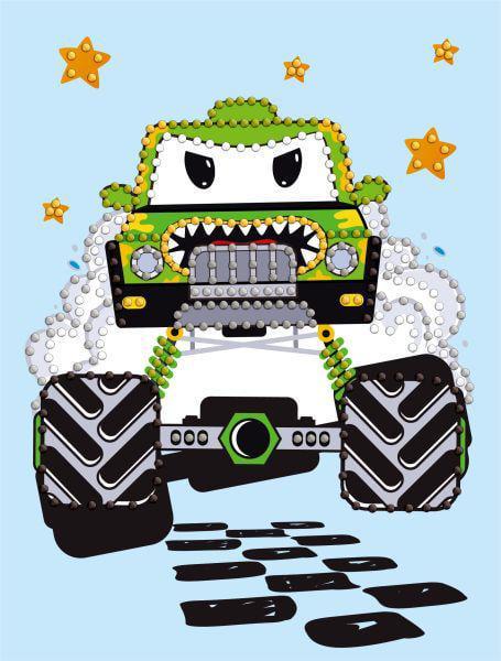 Алмазная мозаика с частичной выкладкой Ideyka Машинка зеленая 15х20 см (Id-AMV1227)