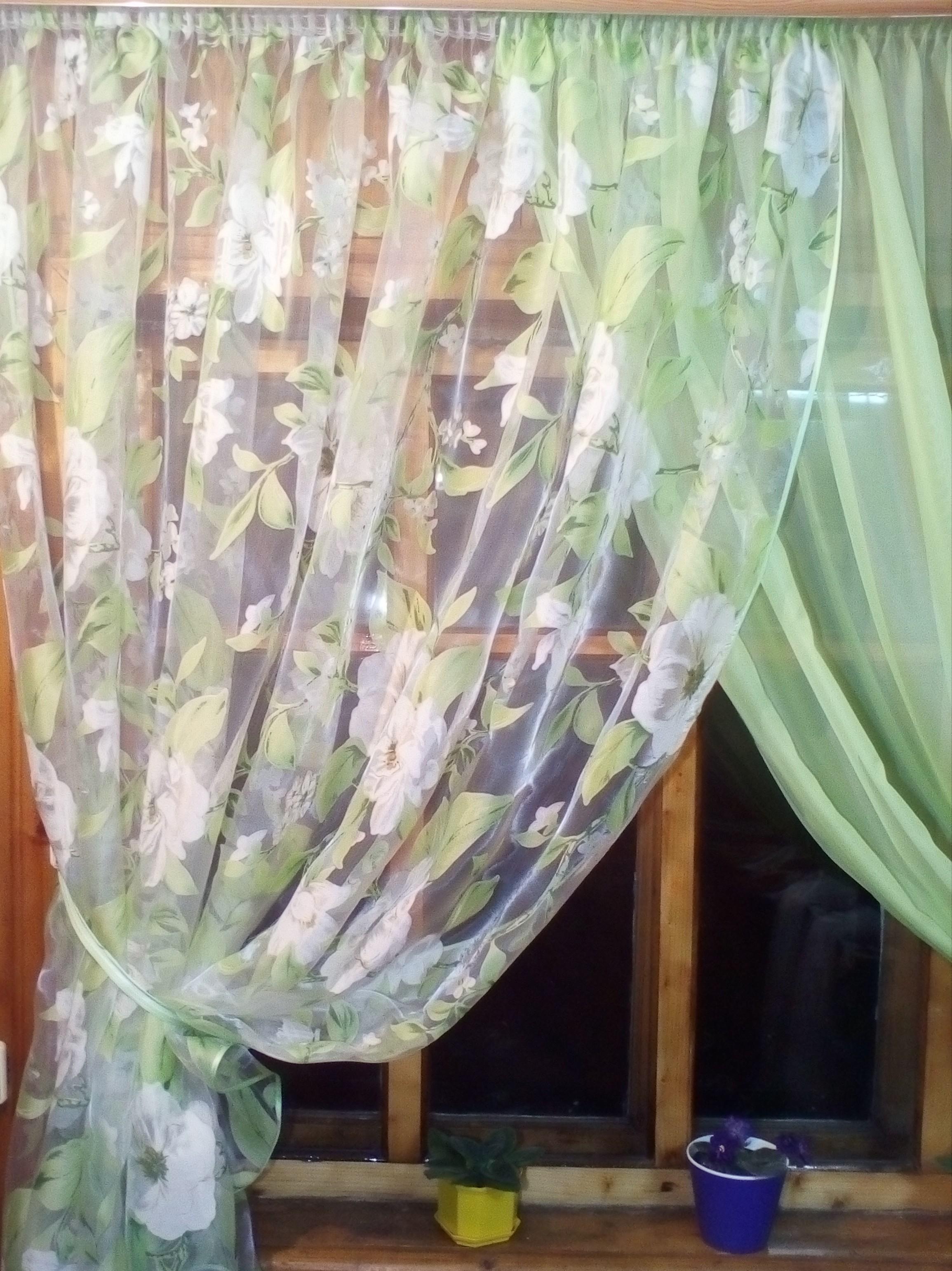 Занавеска готовая короткая Вероника яблочный цвет Белый - фото 2 Занавеска готовая короткая Вероника яблочный цвет Белый - фото 2