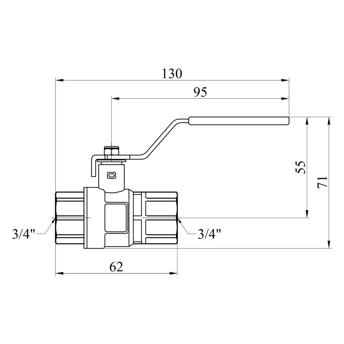 Кран кульовий Kroner ВВ PN40 3/4" ручка/нікельований (CV033216) - фото 2 Кран кульовий Kroner ВВ PN40 3/4" ручка/нікельований (CV033216) - фото 2