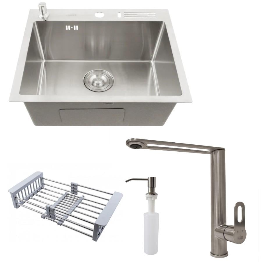 Мийка для кухні врізна Nett NS-5245 нержавіюча сталь/змішувач з нержавіючої сталі Nett OS-30/дозатор/корзина (041525-1) Мийка для кухні врізна Nett NS-5245 нержавіюча сталь/змішувач з нержавіючої сталі Nett OS-30/дозатор/корзина (041525-1)