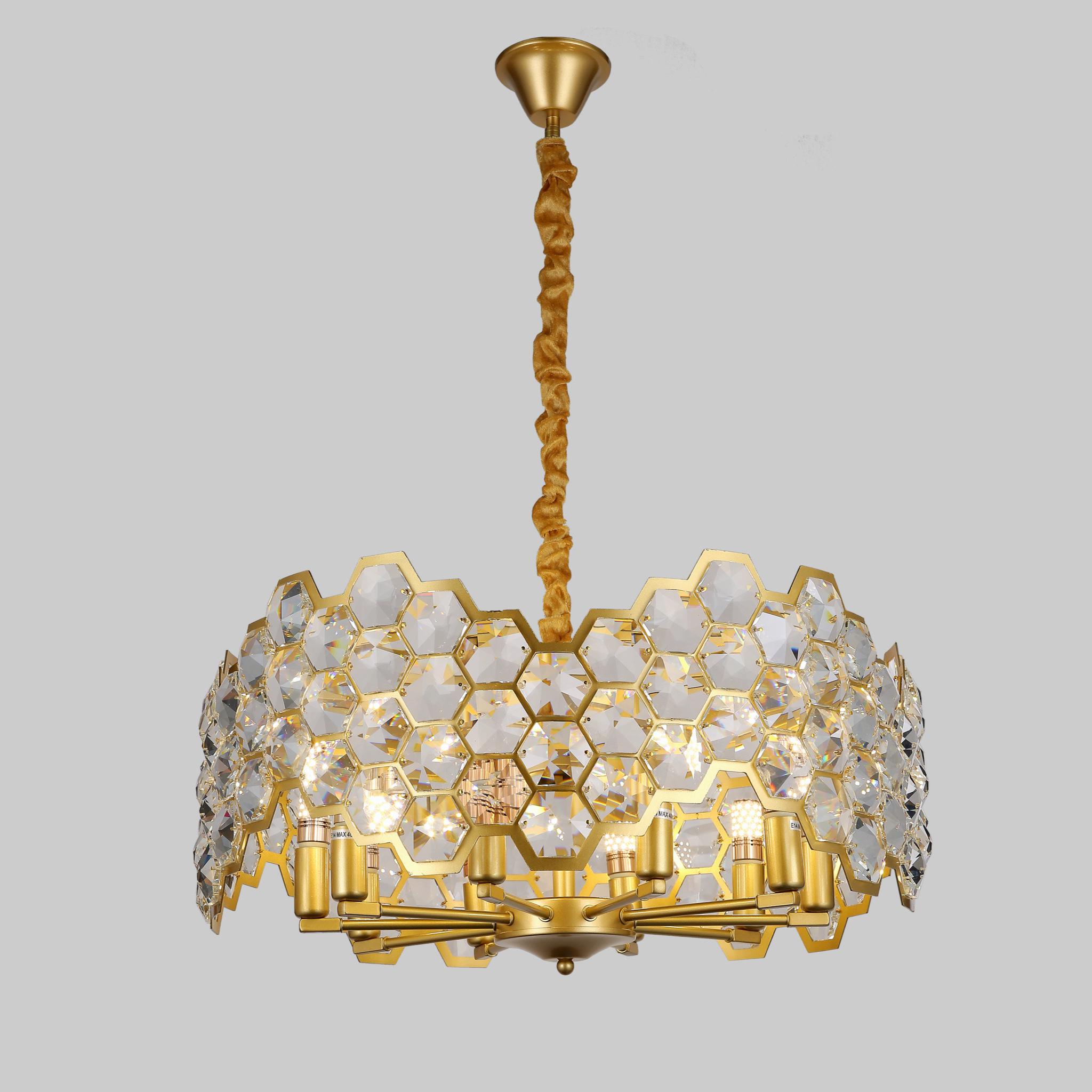 Люстра Honeycomb круглая на 10 ламп 60 см Золотой