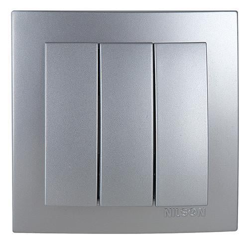 Выключатель трехклавишный Nilson Touran Серебряный (00000011851)