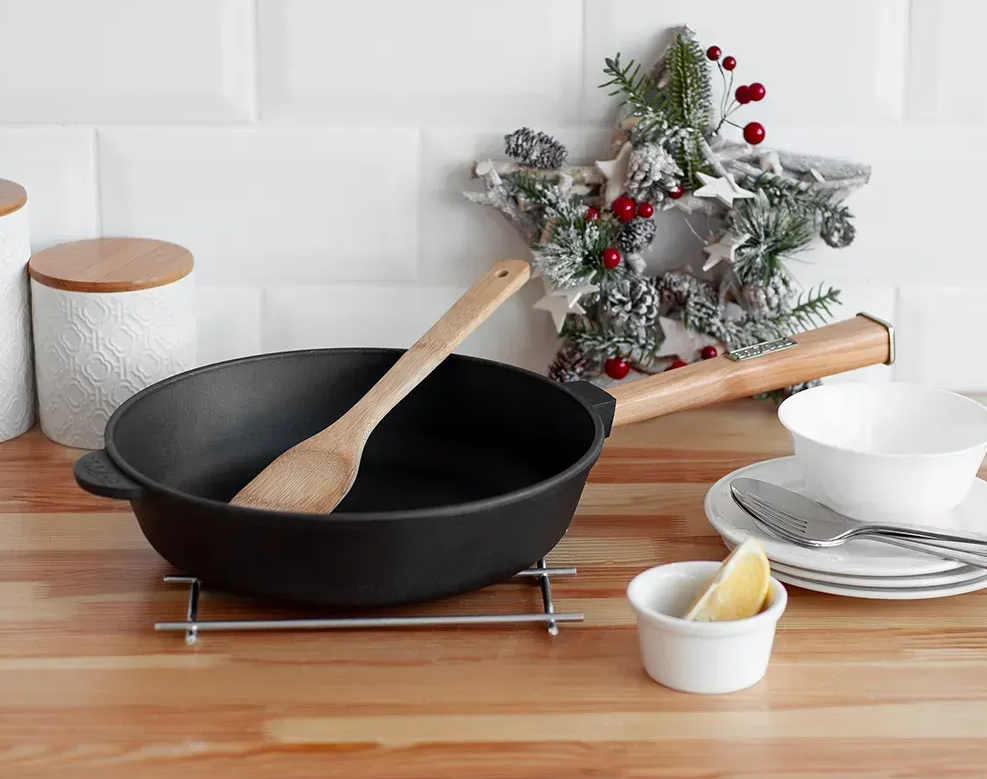 Сковорода чавунна Brizoll Optima з дерев'яною ручкою 260х60 мм - фото 8