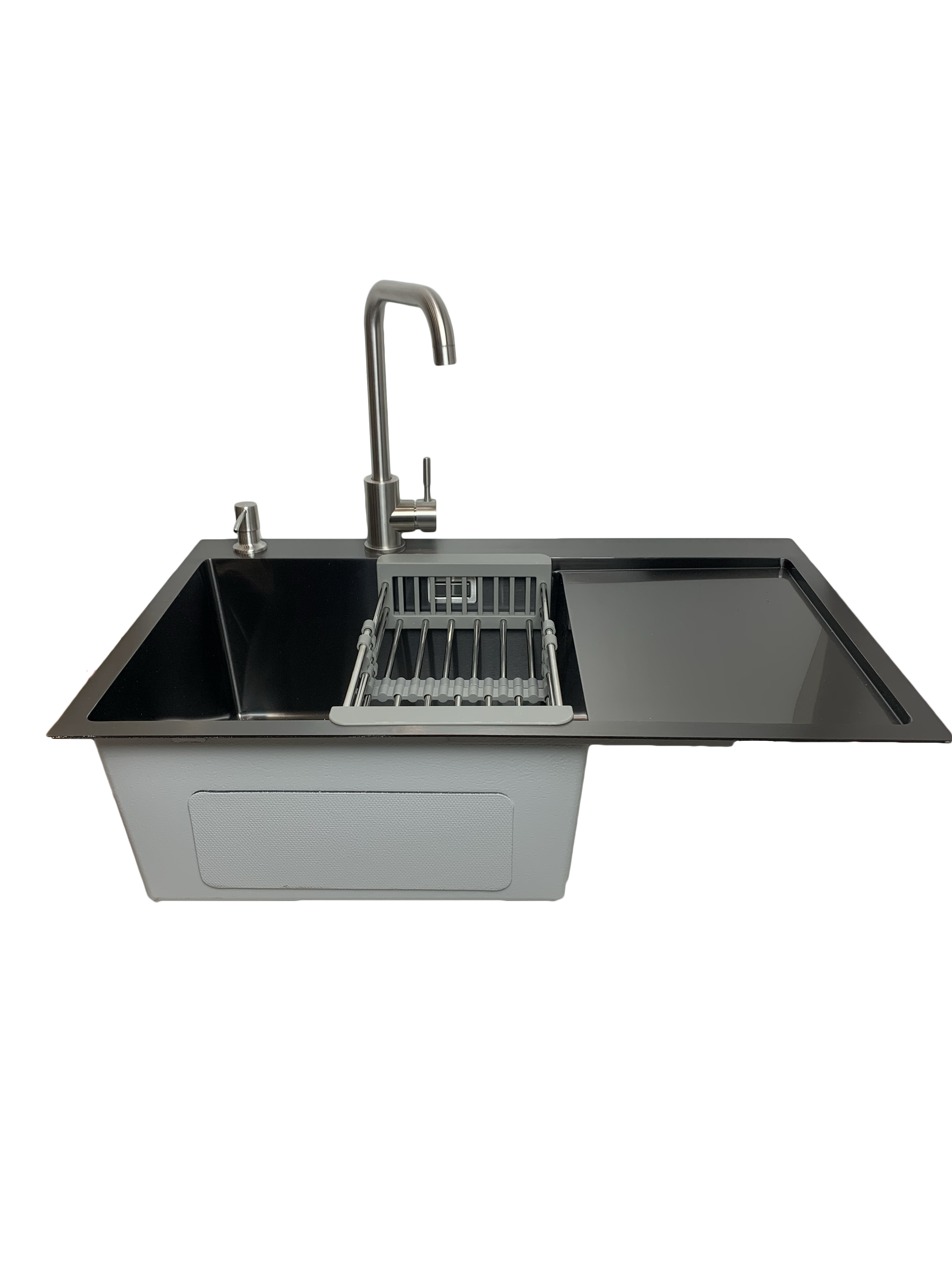 Мойка для кухни Platinum Handmade 78x50 см чаша слева с PVD поверхностью + смеситель Черный (6b307e73)