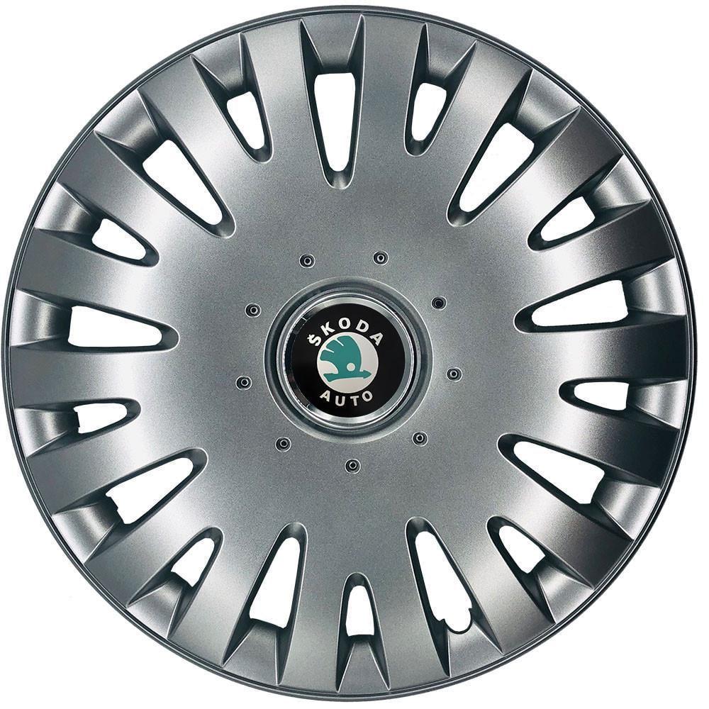 Колпаки модельные R14 Skoda 211 4 шт. SJS Серебряный/Зеленый (2654554852)