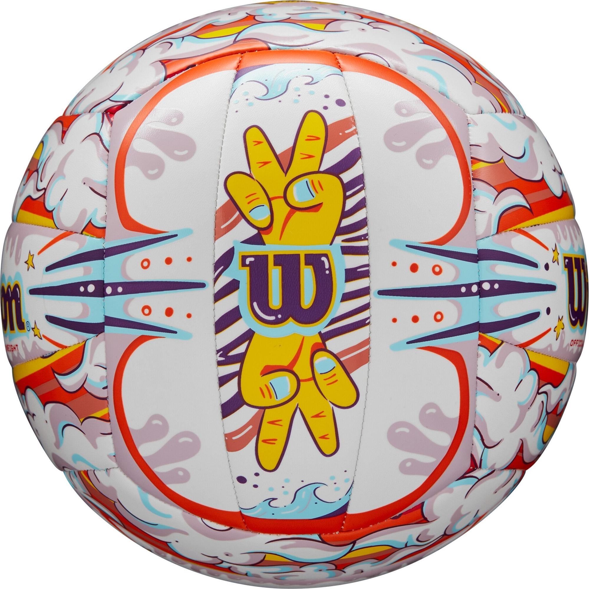 Волейбольний м'яч Wilson GRAFFITI PEACE р. 5 Біло-фіолетовий (WV4006901XBOF) - фото 6