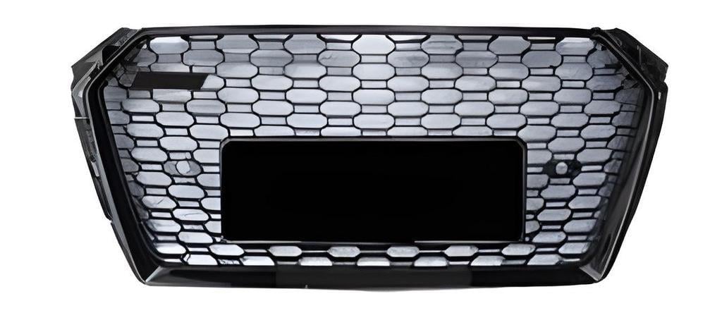 Передняя решетка RS-style с надписью Quattro без лого 2016-2019 GT Tuning для Audi A4 B9 2015-2024 ABS Черный