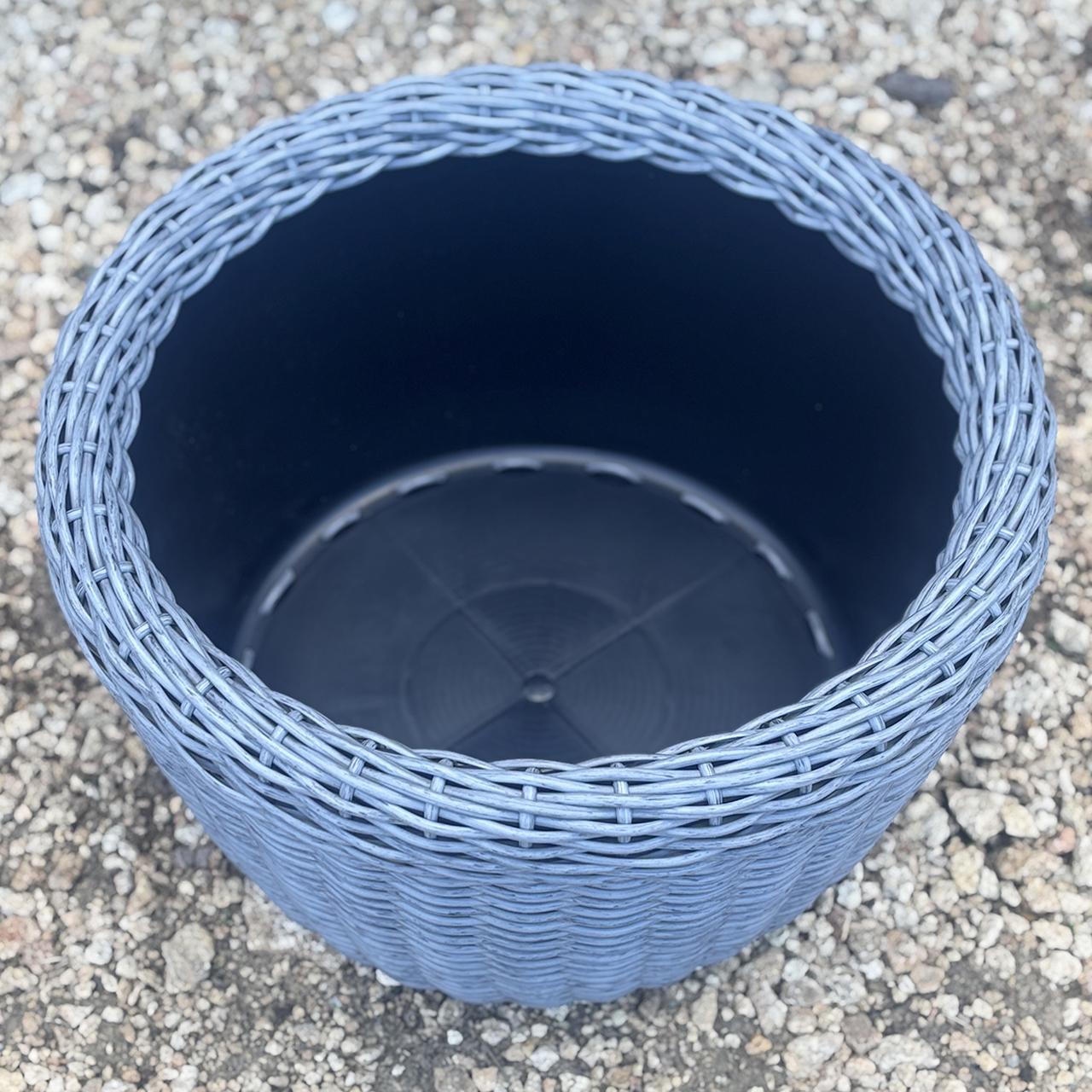 Кашпо велике для рослин та квітів з штучного ротангу/ручної роботи 90 л Сірий - фото 2