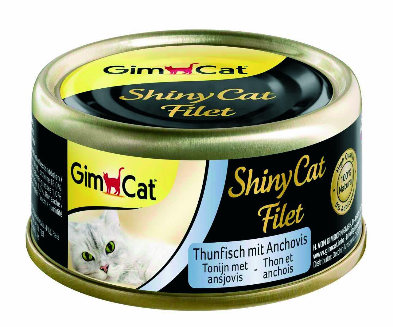 Корм вологий GimCat Shiny Cat для кішок з тунцем і анчоусом 70 г (4002064412924)