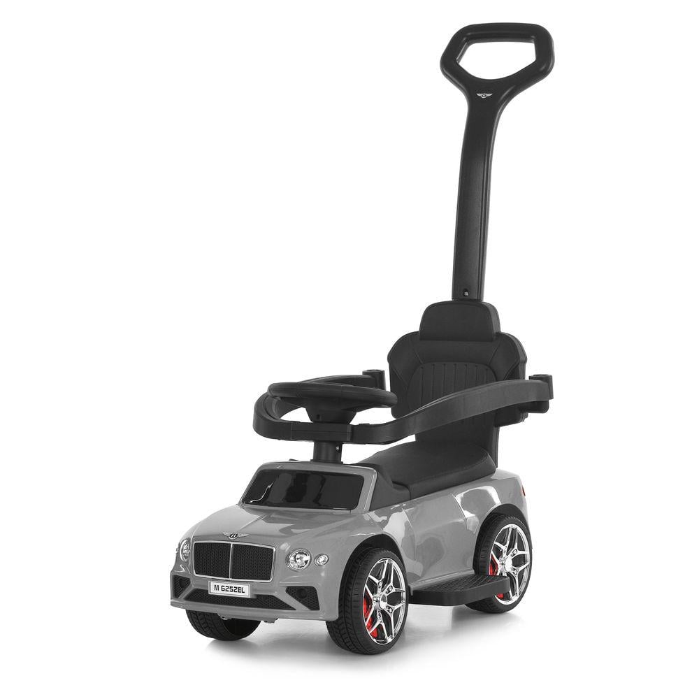 Каталка-толокар M 6252EL-11 с родительской ручкой сиденье экокожа/колеса EVA/музыка/свет Серый (32306422)