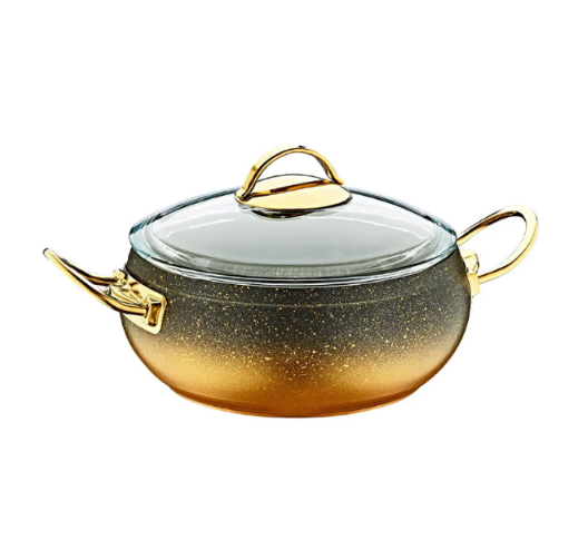 Каструля для газу та індукціі OMS з кришкою та антипригарним покриттям 4,5 л Gold (30485758)