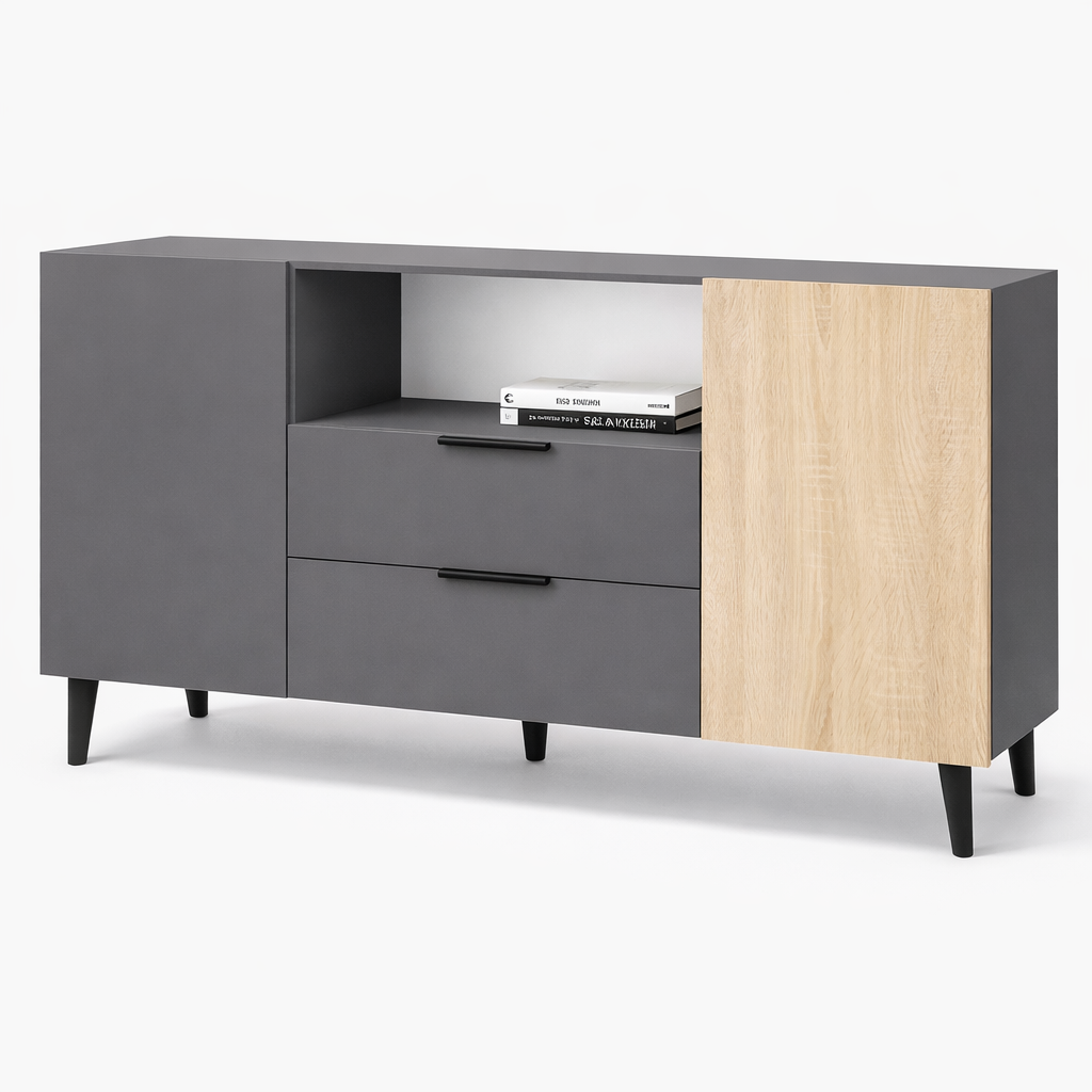 Комод з двома шухлядами та двома секціями з дверцятами (RM2B2F1480DGDGDS)