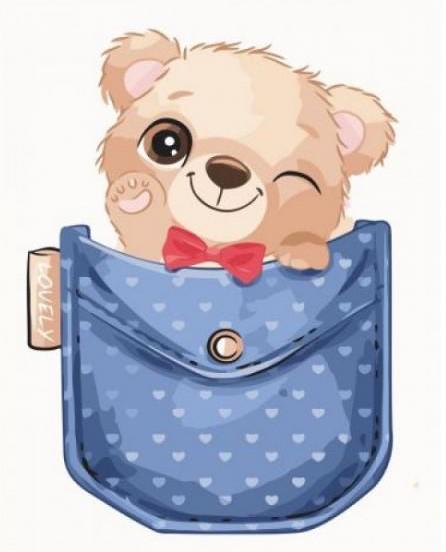 Картина по номерам Strateg Животные Мишка в кармане 30х40 см в термопакете (SV-0021-mt)