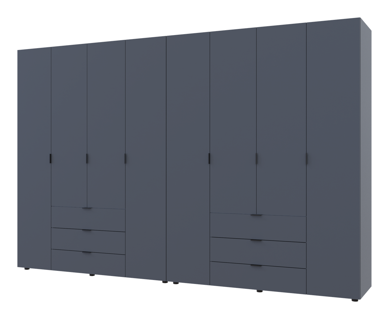 Шкаф распашной для одежды Doros Гелар комплект 4 + 4 ДСП 310х49,5х203,4 см Графит (42002130)
