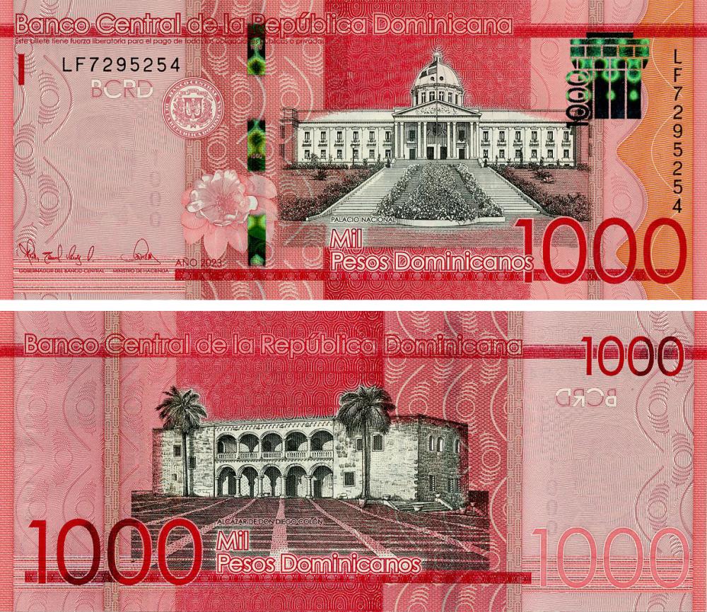 Коллекционная банкнота Доминикана 1000 песо 2023 UNC (P193)