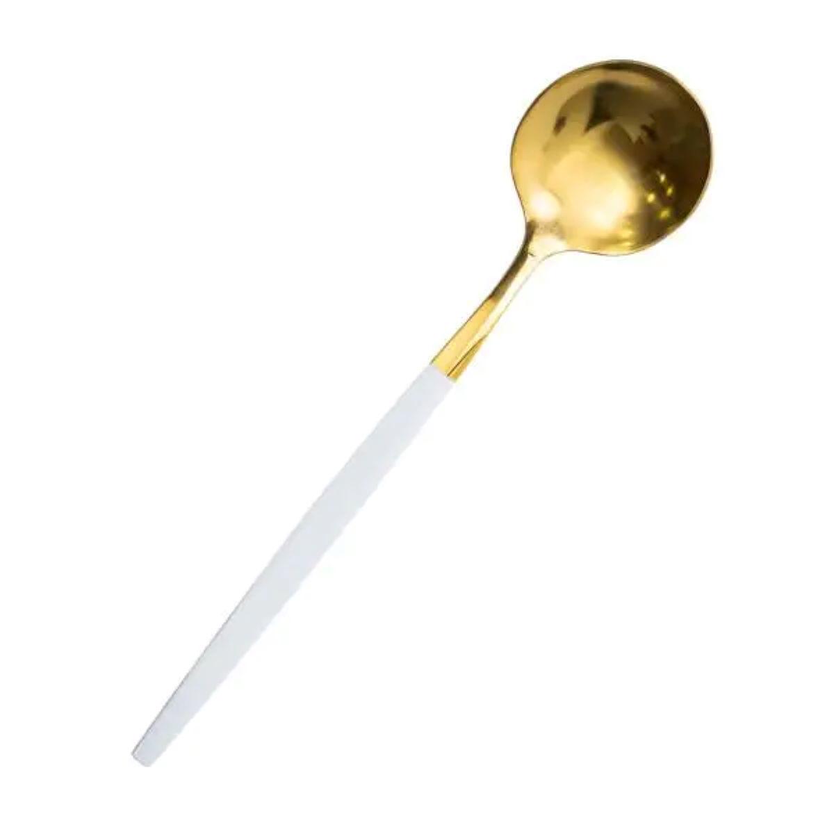 Набор чайных ложек 6 шт. 12,9 см Белый с золотом - фото 2