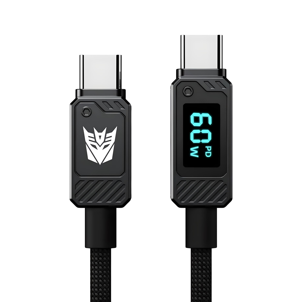 Зарядный кабель TRANSFORMERS TF-A18 USB-C to Type-C 60W с дисплеем 1 м Черный (2315539247)