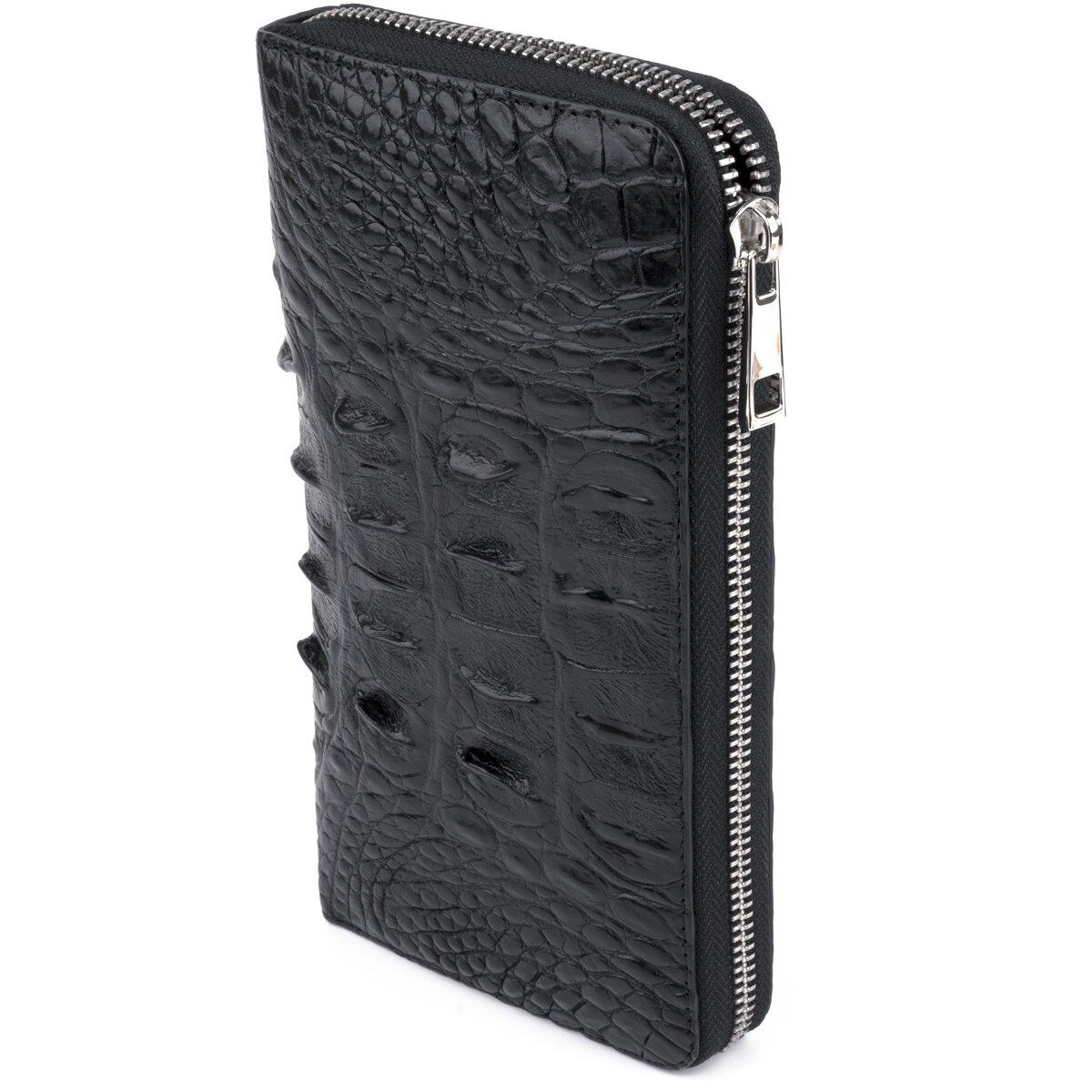 Кошелек-клатч Crocodile Leather 18016 из натуральной кожи крокодила Черный