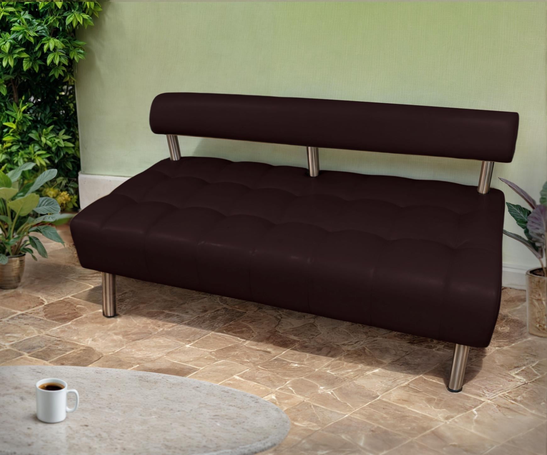 Диван офисный Tobi Sho Сити со спинкой без подлокотников 1800x530x750 мм кожзам Темный шоколад (22311)