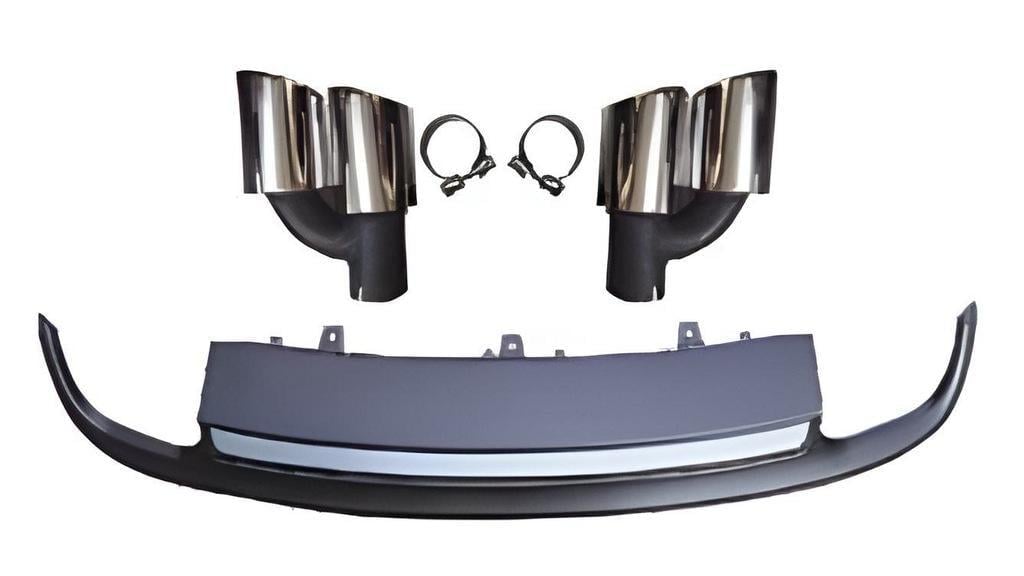 Диффузор задний с насадками RS-Style 2010-2014 двойной выхлоп GT Tuning для Audi A7 2010-2018 гг. ABS-пластик Черный (131908)