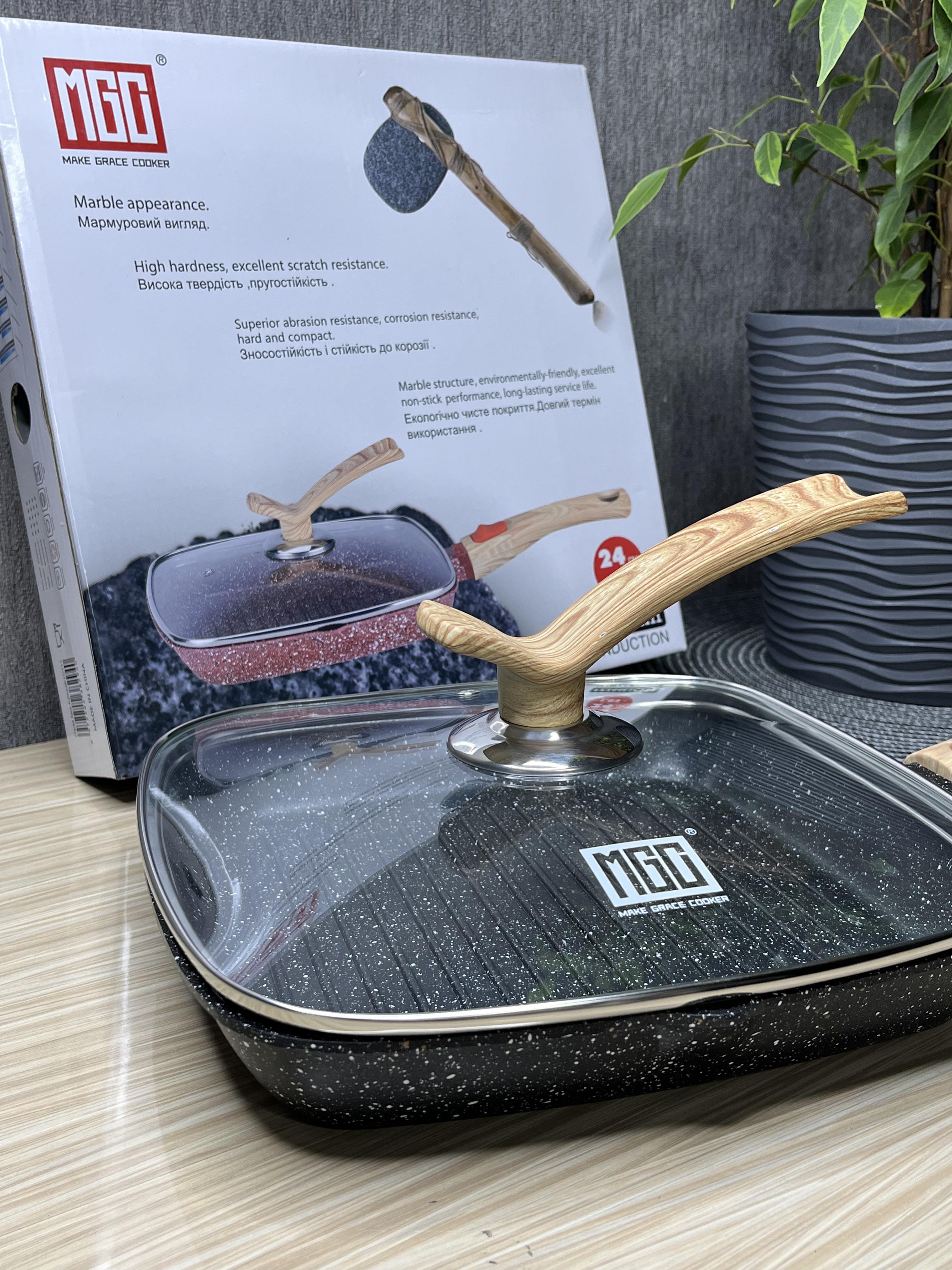 Сковорода-гриль MGC з знімною ручкою 24 см Чорний (260782) - фото 2