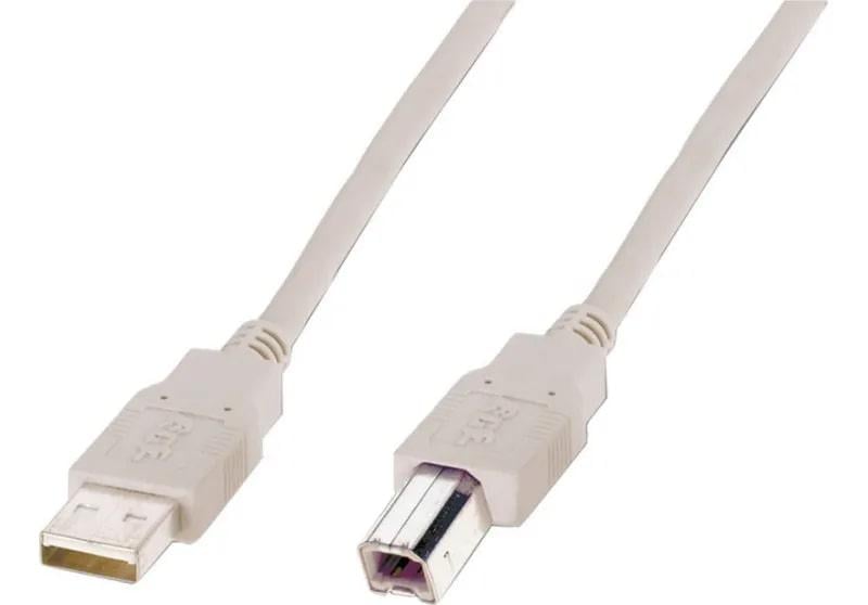 Кабель Digitus USB 2.0 AM/BM 3 м Бежевий