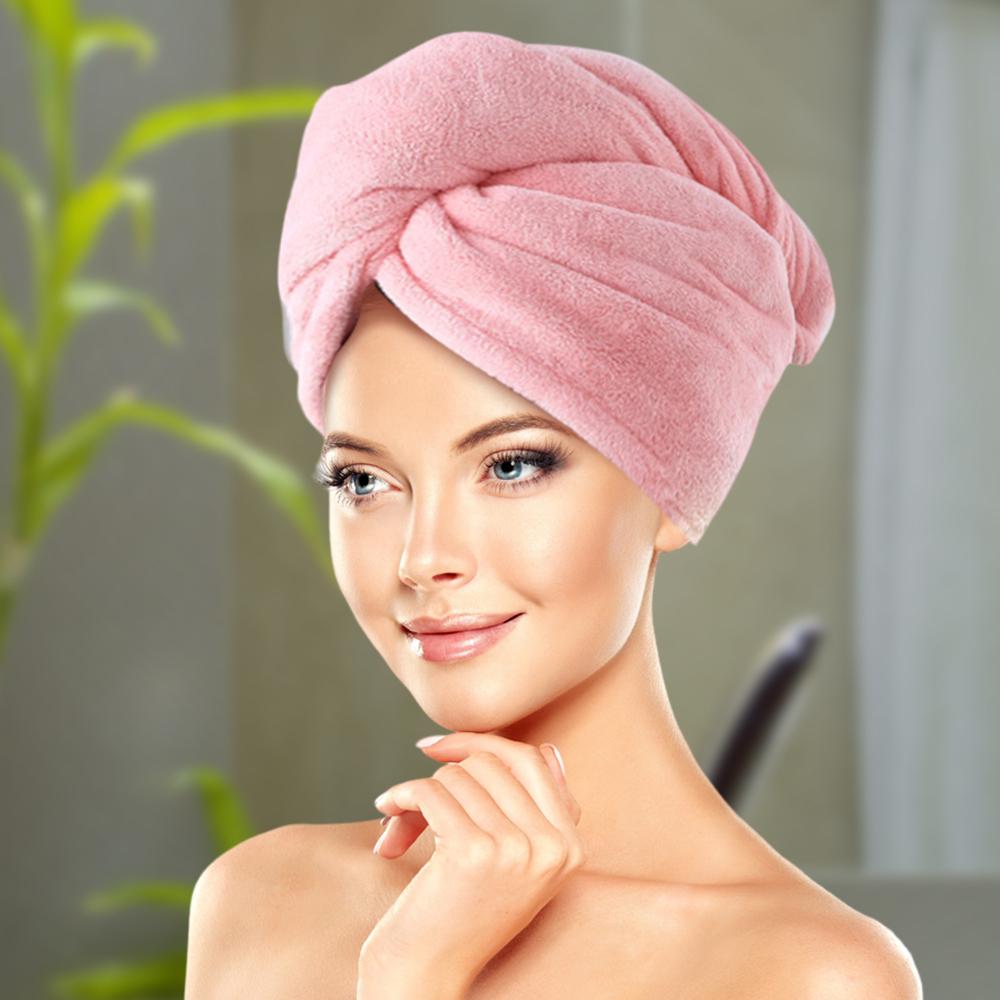 Рушник-тюрбан чалма для сушіння волосся Bestlove Рожевий (HA-381) - фото 4 Рушник-тюрбан чалма для сушіння волосся Bestlove Рожевий (HA-381) - фото 4