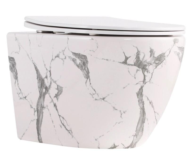 Унитаз подвесной Qtap Robin Ultra Quiet с сиденьем Slim Duroplast/Soft-close/Quick Release Marble (QTROB26MR48998)