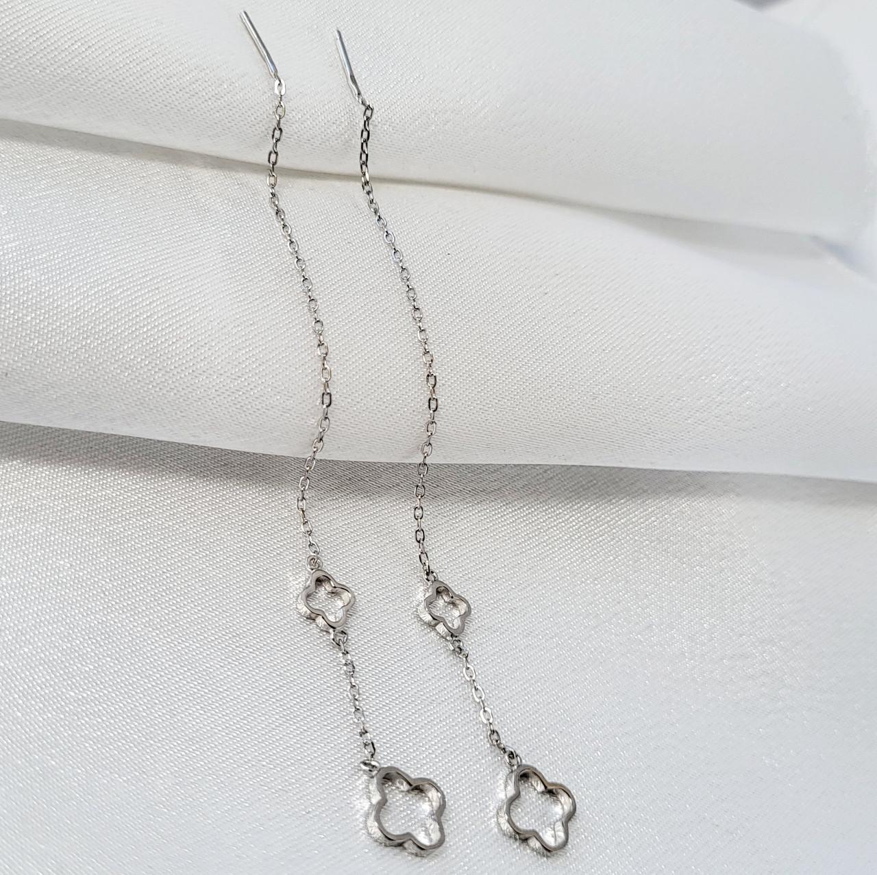 Серьги Цветок без камней из серебра 925 пробы 1,30 г (с2/1040)