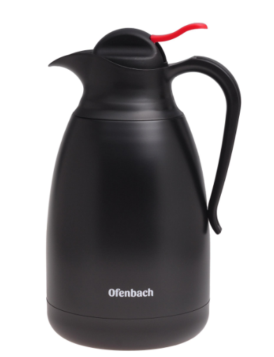 Термос конференционный с пластиковой крышкой и ручкой Ofenbach КМ-101332 из нержавеющей стали 1500 мл Черный (150-84-101332) - фото 1