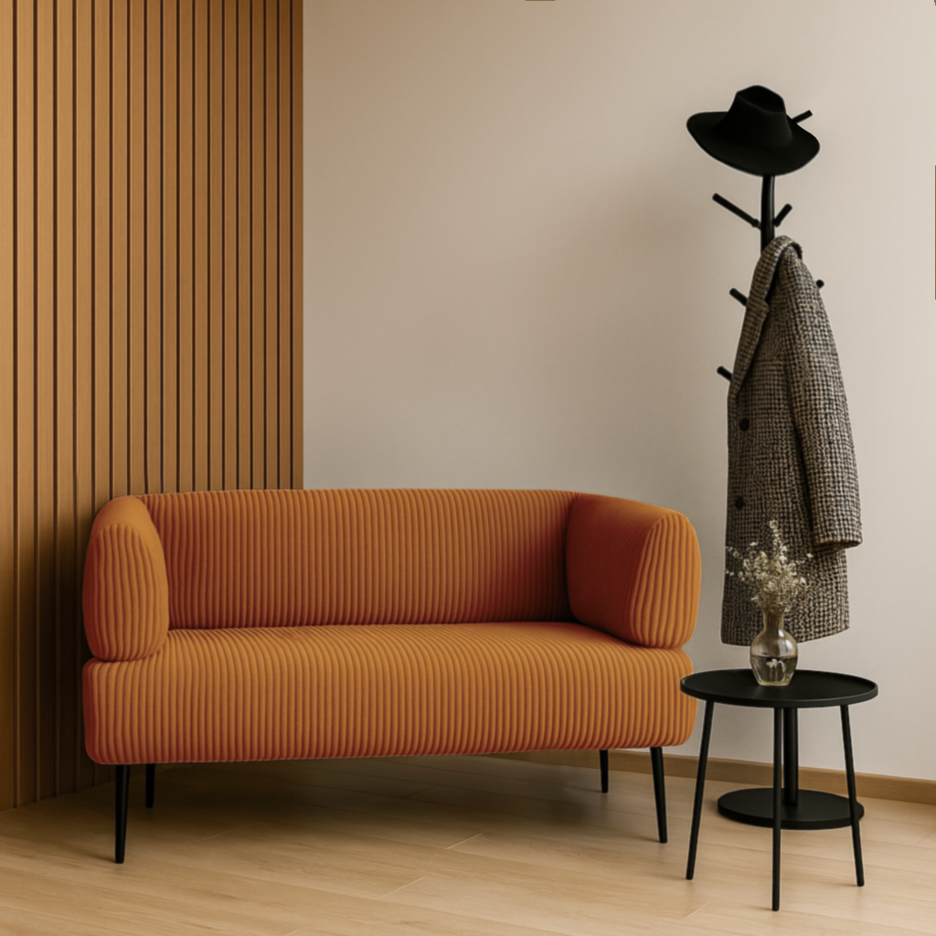 Диван офисный Tobi Sho Бенно-1 с подлокотниками велюр вельвет 1200х720х750 мм Lotus 54/Brick