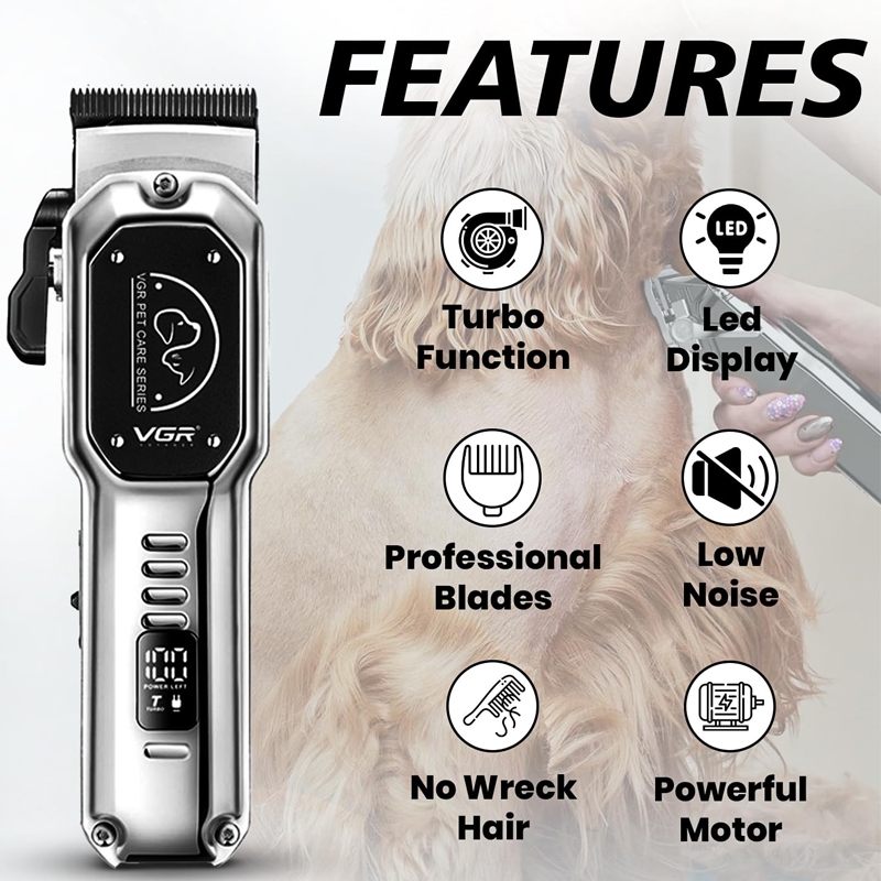 Машинка для стрижки тварин VGR V-201 акумуляторна 10W Grey (tf7463) - фото 9